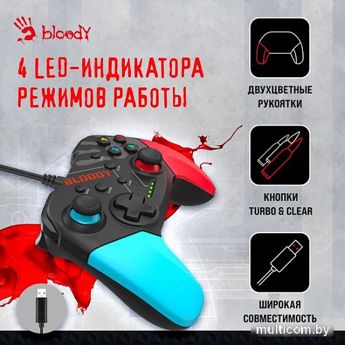 Геймпад A4Tech Bloody GP30 (черный/голубой)