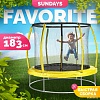 Батут Sundays Favorite Premium 6FT (желтый, с сеткой)
