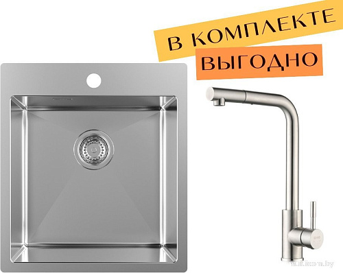 Кухонная мойка ZorG ZRN 5045 Premium + cмеситель Mars Premium Satin
