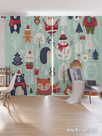 Комплект штор JoyArty Новогодние зверюшки Oxford DeLux 1.7x2.65 м pox_380868 (2 шт)