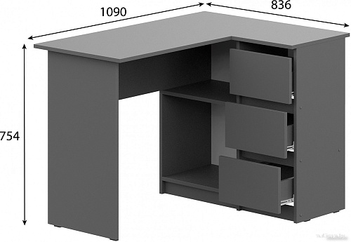 Стол Mio Tesoro Денвер угловой (графит серый)