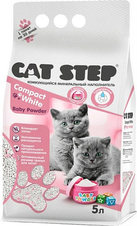 Наполнитель для туалета Cat Step Compact White Baby Powder для котят 5 л