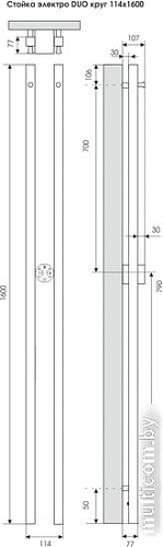 Полотенцесушитель TERMINUS Стойка электро DUO круг 1600 (черный)