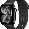 Умные часы Apple Watch Series 11 46 мм (алюминиевый корпус, черный/черный, спортивный силиконовый ремешок M/L)