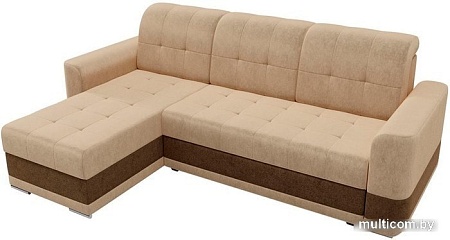 Угловой диван Mebelico Честер 61113 (левый, вельвет, бежевый/коричневый)