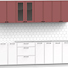 Готовая кухня Интермебель Лион-18 2.4м без столешницы (красная глазурь софт/белый софт)