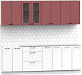 Готовая кухня Интермебель Лион-18 2.4м без столешницы (красная глазурь софт/белый софт)