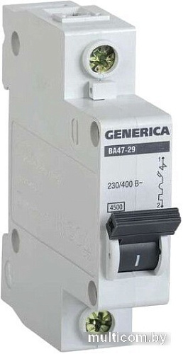 Выключатель автоматический Generica ВА 47-29 1Р 40А 4.5кА MVA25-1-040-C