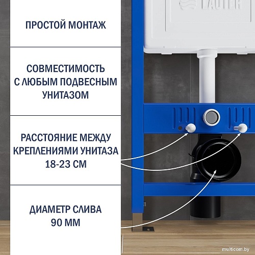 Инсталляция для унитаза Lauter 21901002 с кнопкой 219704HD (черный)