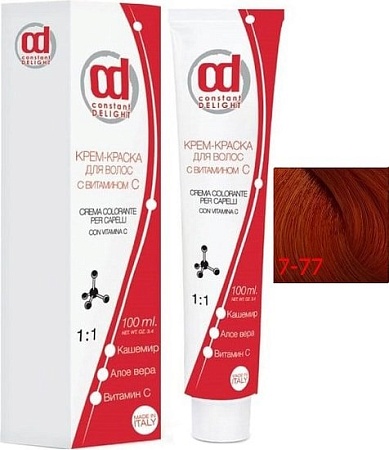 Крем-краска для волос Constant Delight Crema Colorante с витамином С 7/77 средне-русый медный экстра
