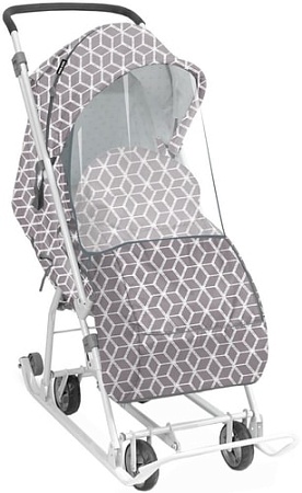 Санки-коляска Nika У3-1К/4 (ромбики, серый)