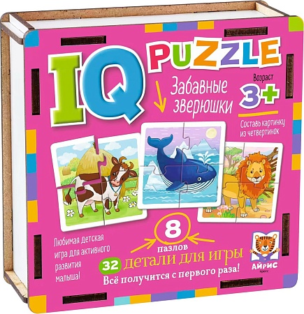 Мозаика/пазл Айрис-Пресс IQ деревянный. Забавные зверюшки 3+ 9785811282630