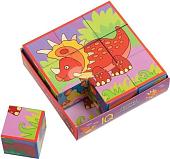 Развивающая игра Айрис-Пресс Умные кубики в поддончике. Веселые динозаврики (9 штук)