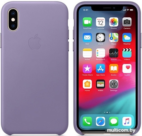 Чехол Apple Leather Case для iPhone XS (лиловый)