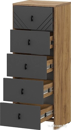 Комод Mio Tesoro Байкал 5 ящиков (дуб золотистый/графит)