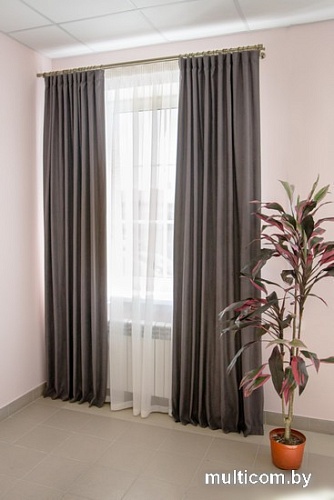 Комплект штор Decoretto Нубук НТС-K18 4.25x2.5 м (темно-серый, 2 шт)