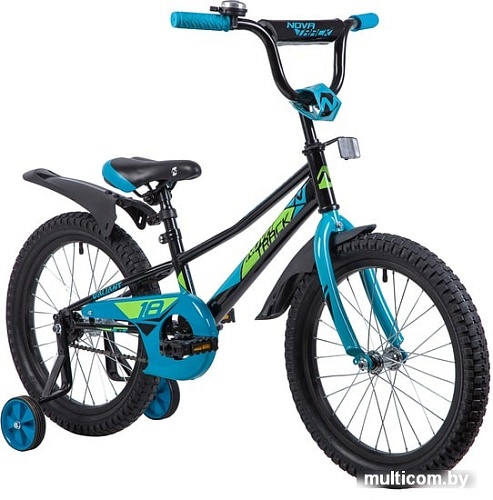 Детский велосипед Novatrack Valiant 18 2019 183VALIANT.BK9 (черный/голубой)