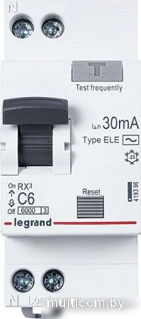 Дифференциальный автомат Legrand RX3 АВДТ 30МA 6A 1П+Н АС 419396