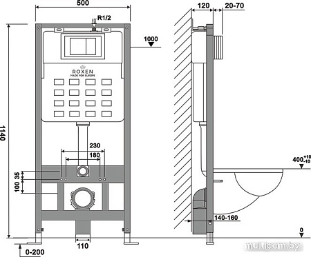 Инсталляция для унитаза Roxen StounFix Slim 856831