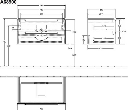 Villeroy & Boch Тумба под умывальник Subway 2.0 A68900DH