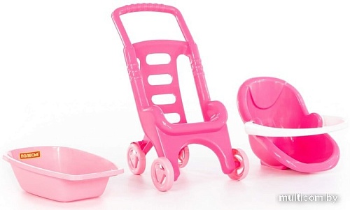 Коляска для кукол Полесье Pink Line 3х1 42842