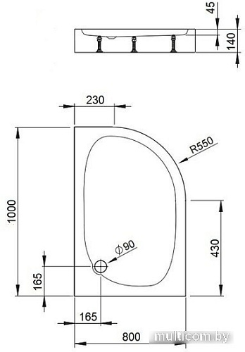 Душевой поддон Bravat Type-D2 P2810 100х80