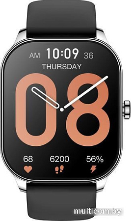 Умные часы Amazfit Pop 3S (серебристый, с силиконовым ремешком)