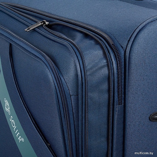 Чемодан-спиннер Solier STL2240 (M, синий/коричневый)