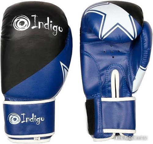 Перчатки для единоборств Indigo PS-505 (10 oz, черный/синий)