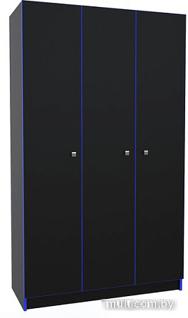 Шкаф распашной МДК Black 3-х створчатый BL-СК3С 490x1200x1980 (черный/кромка синяя)