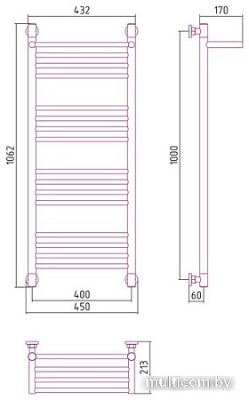 Полотенцесушитель Сунержа Богема с полкой+ 1000х400 31-0223-1040
