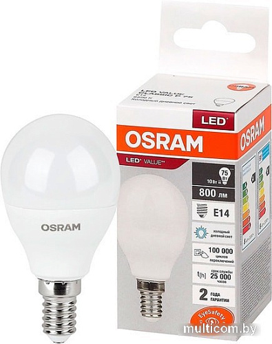 Светодиодная лампа Osram LV CL P75 10 SW/865 230V E14 10X1 RU
