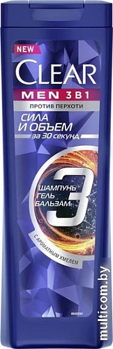 Бальзам Clear Men Сила и объем 3 в 1 400 мл