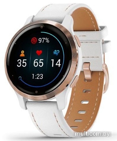 Умные часы Garmin Venu 2S (розовое золото/белый кожаный)