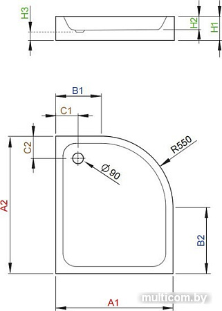 Душевой поддон Radaway Siros E Compact 90x80 (левый) [SBE8917-L]