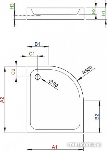 Душевой поддон Radaway Siros E Compact 90x80 (левый) [SBE8917-L]