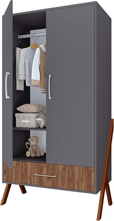 Шкаф распашной Polini Kids Porto 3100 0002573.164 (графит/дуб крафт)