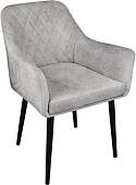 Стул с подлокотниками Трия Chester Т6 (черный муар/велюр V004 светло-серый)