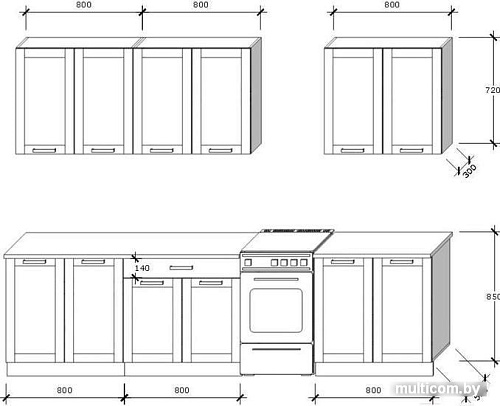 Кухня Хоум Лайн Грация 2400 (сосна пасадена/сосна пасадена)