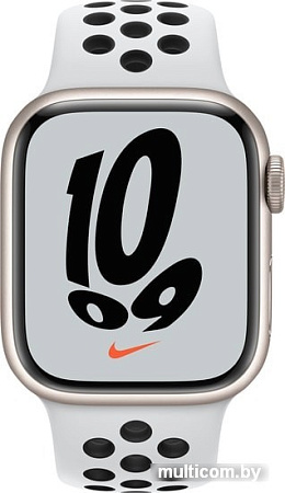 Умные часы Apple Watch Nike Series 7 41 мм (сияющая звезда/чистая платина,черный)