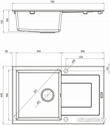Кухонная мойка Deante Funk ZQQ 2113 (графитовый)