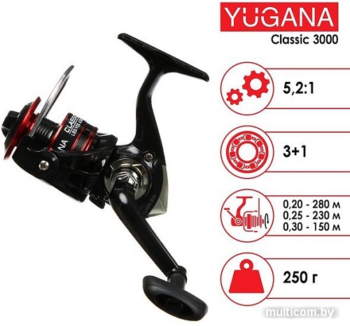 Рыболовная катушка Yugana Classic 3000 3+1 ball