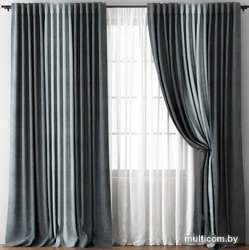 Комплект штор Pasionaria Кирстен 480x240 с подхватами (мокрый асфальт/серый)