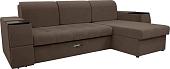 Диван Сириус Лидер-13 с оттоманкой НПБ 285x165 (Eva 26 велюр коричневый)