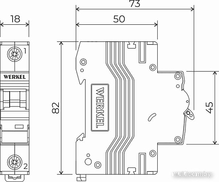 Выключатель автоматический Werkel 1P 25 A C 4.5 kА W901P254