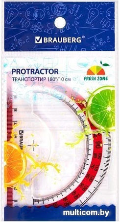 Транспортир BRAUBERG Fresh zone 210760
