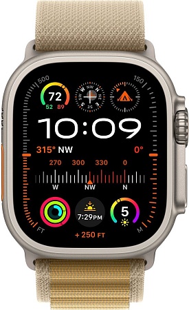 Умные часы Apple Watch Ultra 2 LTE 49 мм (титановый корпус, титановый/бежевый, ремешок из полиэстера L)