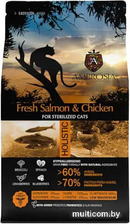 Сухой корм для кошек Ambrosia Adult Sterilized Fresh Salmon & Chicken (для стерилизованных с лососем и курицей) 5 кг