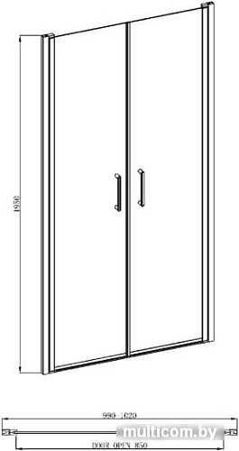 Душевая дверь Adema Nap Duo-100 (тонированное стекло)