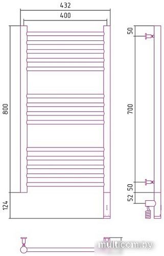 Полотенцесушитель Сунержа Богема 3.0 прямая 800х400 МЭМ правый 071-5805-8040
